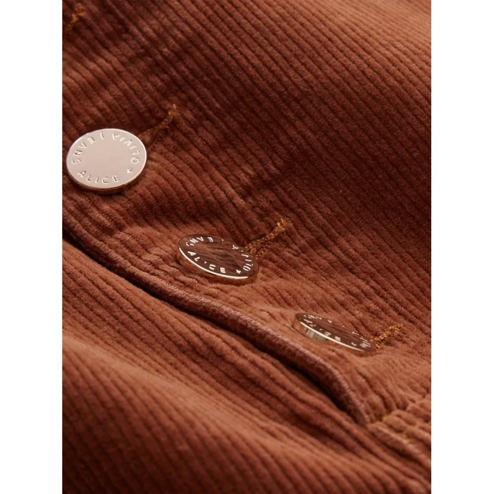 Alice + Olivia Joss  Brown Corduroy Button Fly Mini Skirt High‎ Waist Size 31